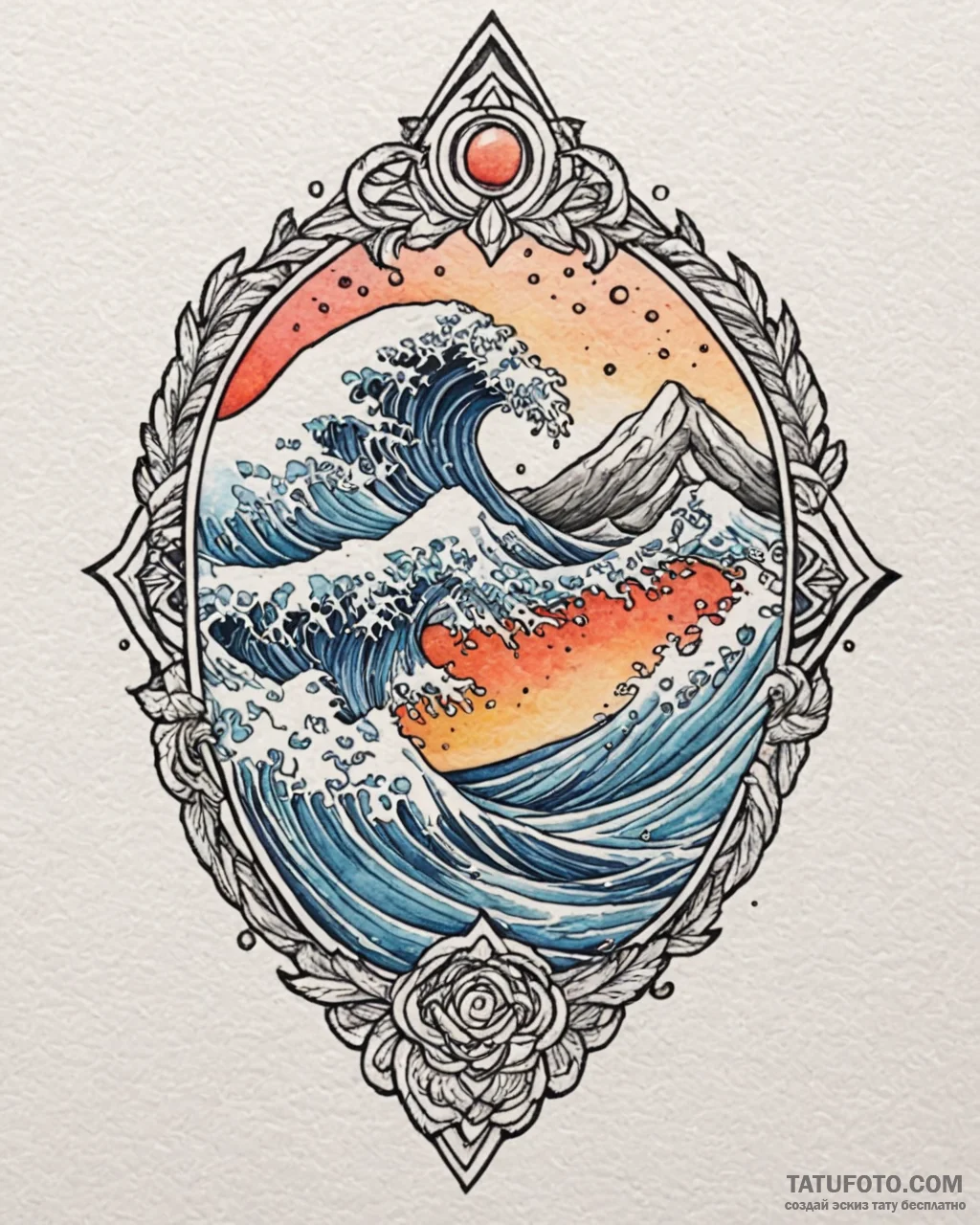 Tattoo sketch a detailed patch or crest desig... - эскиз тату (№1752921076_0, 19.07.2025 10:31) — Tatufoto.com