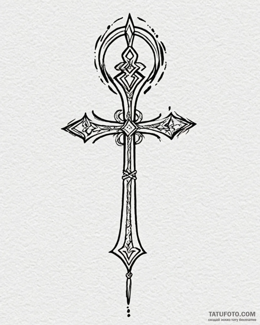 Ankh, ink illustration for tattoo, black outl... - эскиз тату (№1752921241_0, 19.07.2025 10:34) — Tatufoto.com