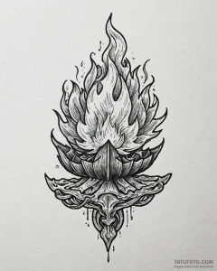 Tattoo sketch: a stylized depiction of a flam... - эскиз тату (№1752922809_0, 19.07.2025 11:00) — Tatufoto.com
