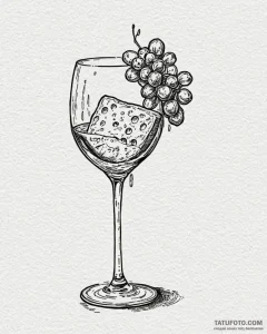 Tattoo design 'wine glass' on one, 'cheese' o... - эскиз тату (№1752923141_0, 19.07.2025 11:05) — Tatufoto.com