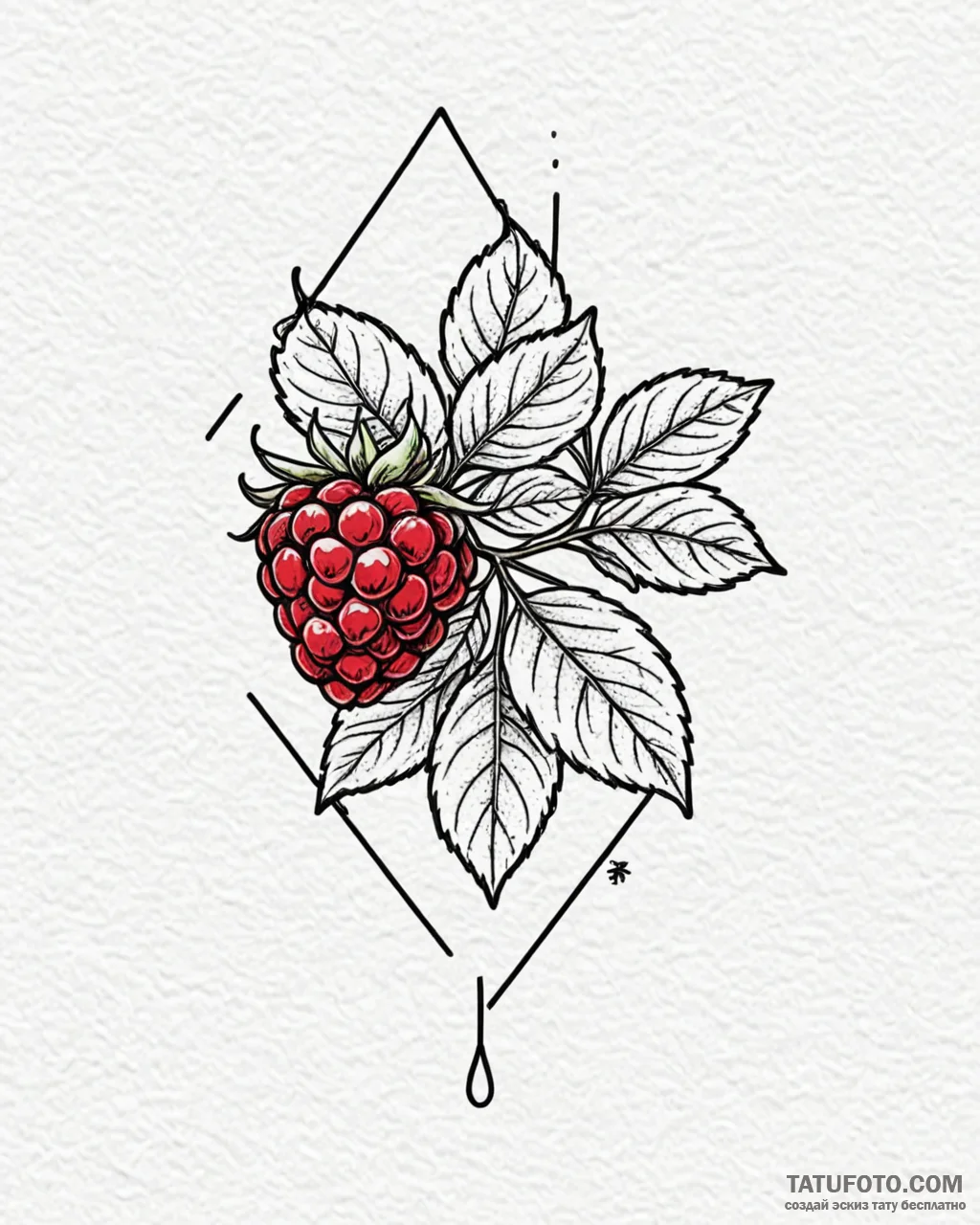 Raspberry, tattoo drawing outline, on a clean... - эскиз тату (№1752923307_0, 19.07.2025 11:08) — Tatufoto.com