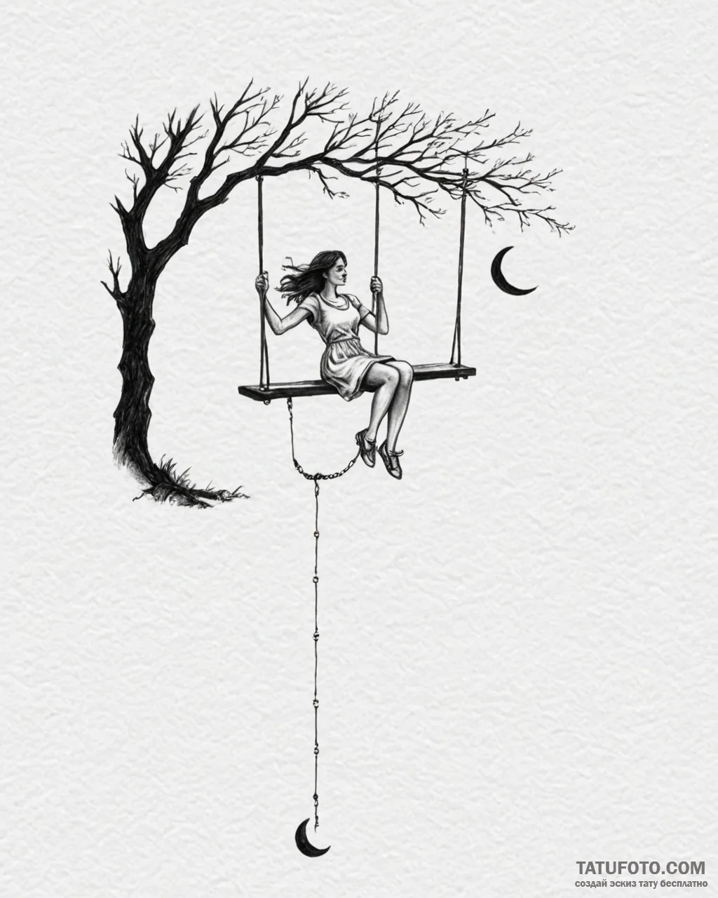 Tattoo design a silhouette of a girl on a swi... - эскиз тату (№1752923473_0, 19.07.2025 11:11) — Tatufoto.com