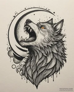 A sketch of a werewolf howling at the full mo... - эскиз тату (№1752923722_0, 19.07.2025 11:15) — Tatufoto.com
