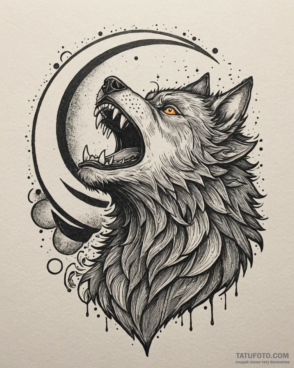 A sketch of a werewolf howling at the full mo… — эскиз тату (№1752923722_0, 19.07.2025 11:15) — Tatufoto.com