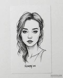 A sketch of the "sorry baby x" postcard from... - эскиз тату (№1752923805_0, 19.07.2025 11:16) — Tatufoto.com