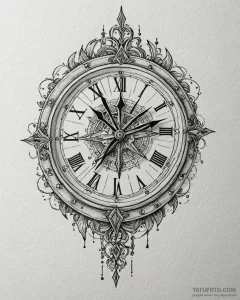 Tattoo design a clock with hands frozen at a... - эскиз тату (№1752924138_0, 19.07.2025 11:22) — Tatufoto.com