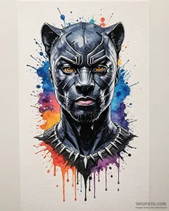 A graphic novel portrait of black panther, "w... - эскиз тату (№1752924386_0, 19.07.2025 11:26) — Tatufoto.com