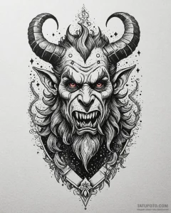 A trash polka tattoo of krampus, the christma... - эскиз тату (№1752924470_0, 19.07.2025 11:27) — Tatufoto.com