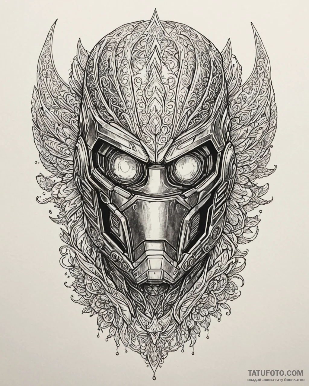 A linework tattoo of star-lord’s helmet,, ink… — эскиз тату (№1752924635_0, 19.07.2025 11:30) — Tatufoto.com