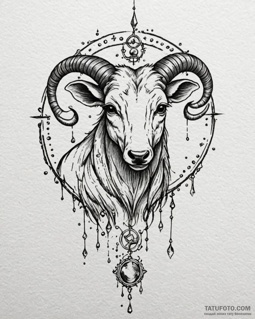 Tattoo design a zodiac animal with a single,... - эскиз тату (№1752924801_0, 19.07.2025 11:33) — Tatufoto.com