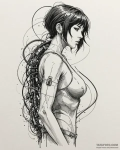 A sketch of major motoko kusanagi from ghost... - эскиз тату (№1752925216_0, 19.07.2025 11:40) — Tatufoto.com