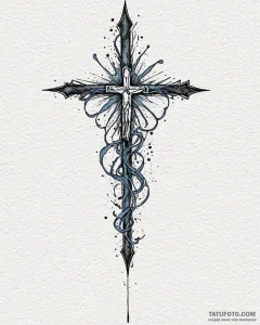 Inverted cross, tattoo drawing outline, black... - эскиз тату (№1752925300_0, 19.07.2025 11:41) — Tatufoto.com