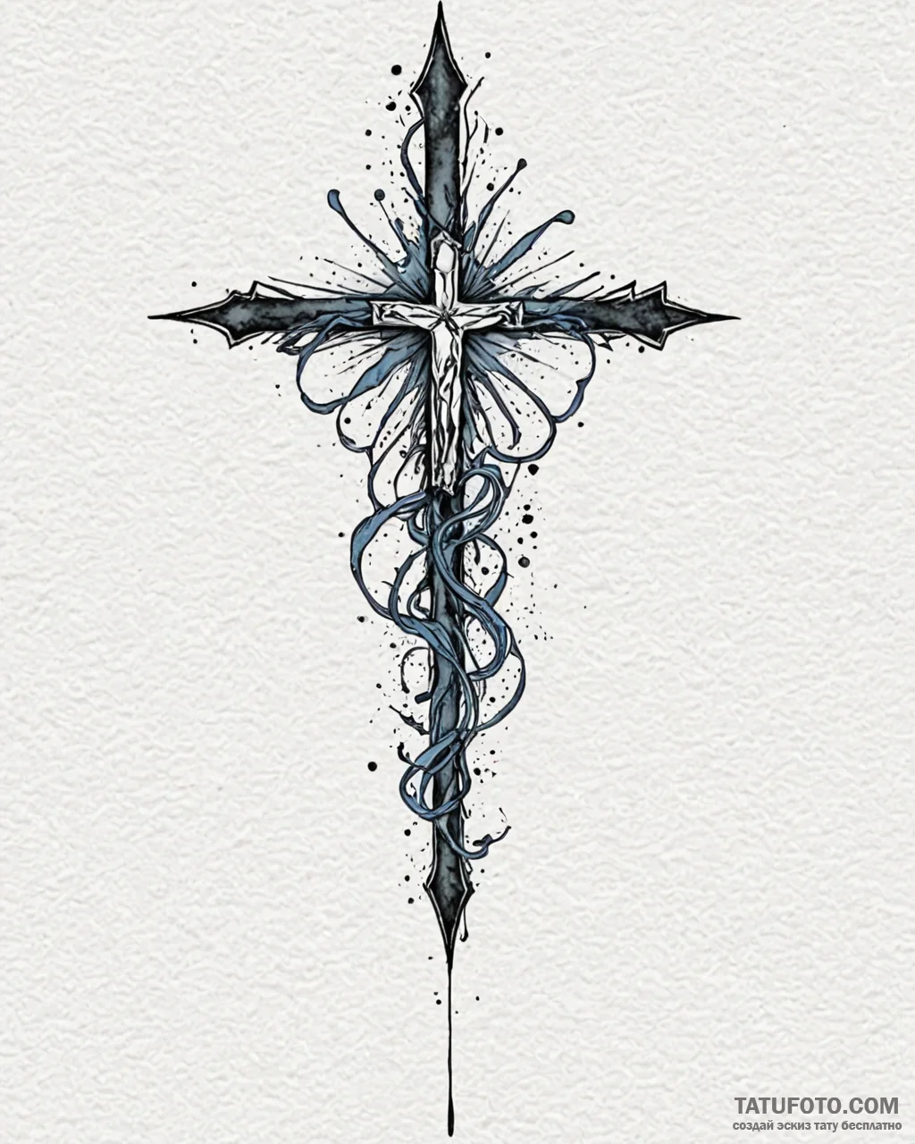Inverted cross, tattoo drawing outline, black... - эскиз тату (№1752925300_0, 19.07.2025 11:41) — Tatufoto.com