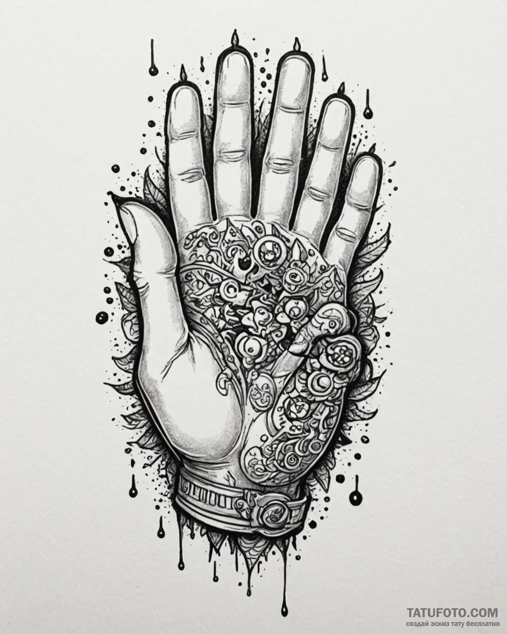 Tattoo sketch a hand protecting a small, vuln... - эскиз тату (№1752930296_0, 19.07.2025 13:04) — Tatufoto.com