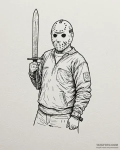 A graphic novel style sketch of jason voorhee... - эскиз тату (№1752930382_0, 19.07.2025 13:06) — Tatufoto.com