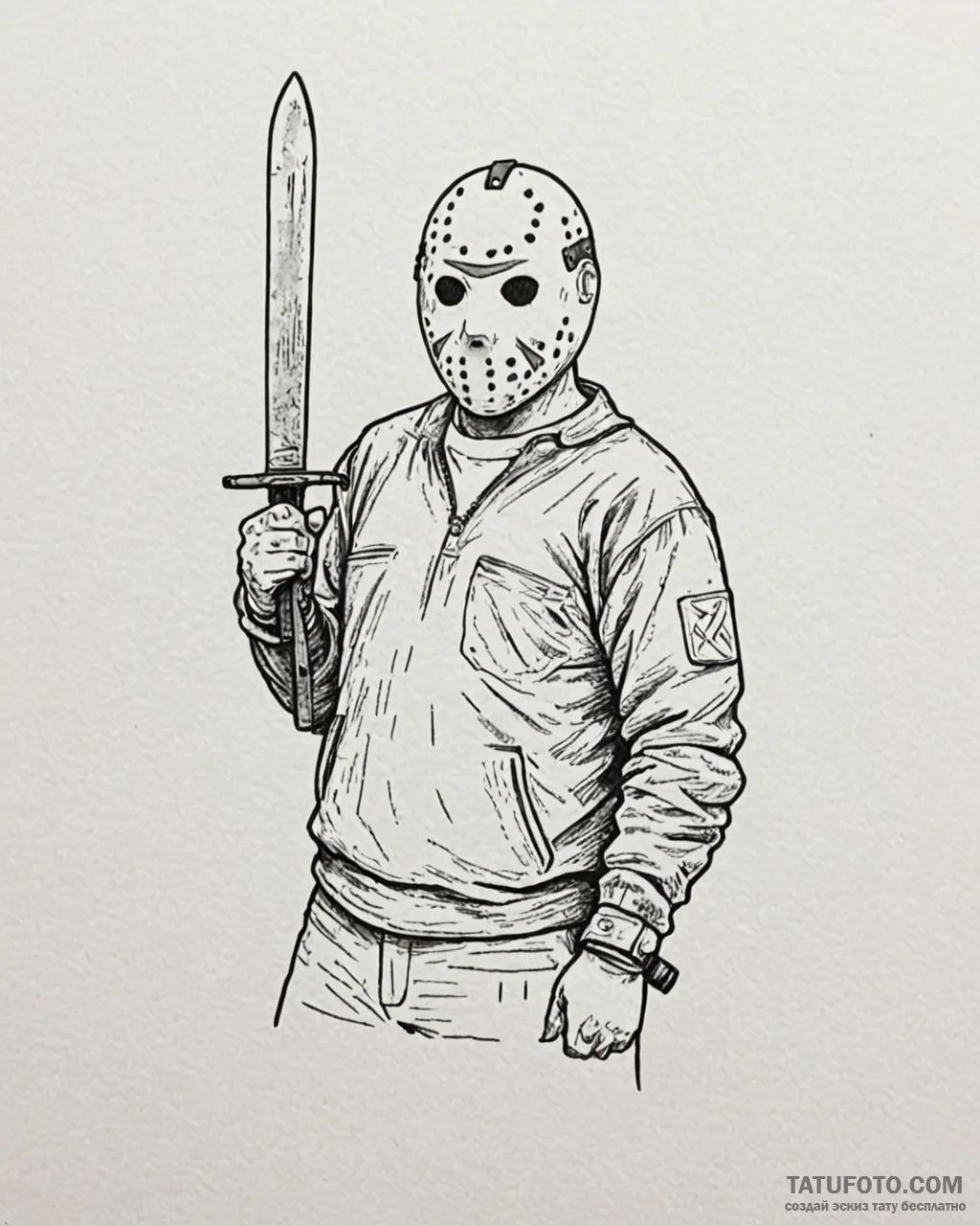A graphic novel style sketch of jason voorhee... - эскиз тату (№1752930382_0, 19.07.2025 13:06) — Tatufoto.com
