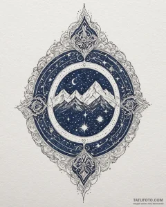 Tattoo design: a celestial landscape with sta... - эскиз тату (№1752930467_0, 19.07.2025 13:07) — Tatufoto.com