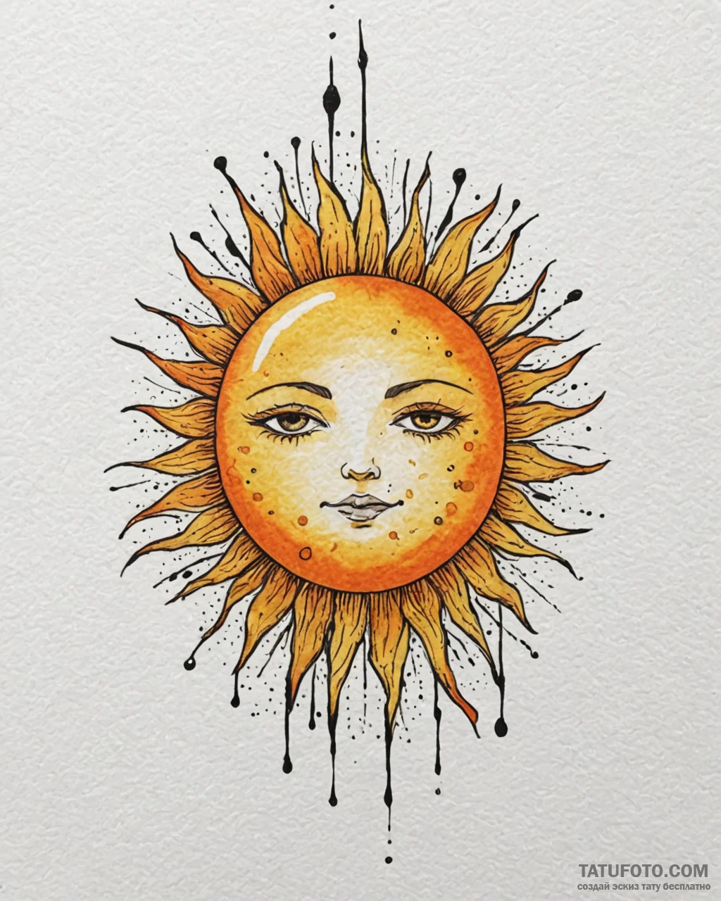 Tattoo sketch: watercolor splashes of bright... - эскиз тату (№1752930638_0, 19.07.2025 13:10) — Tatufoto.com