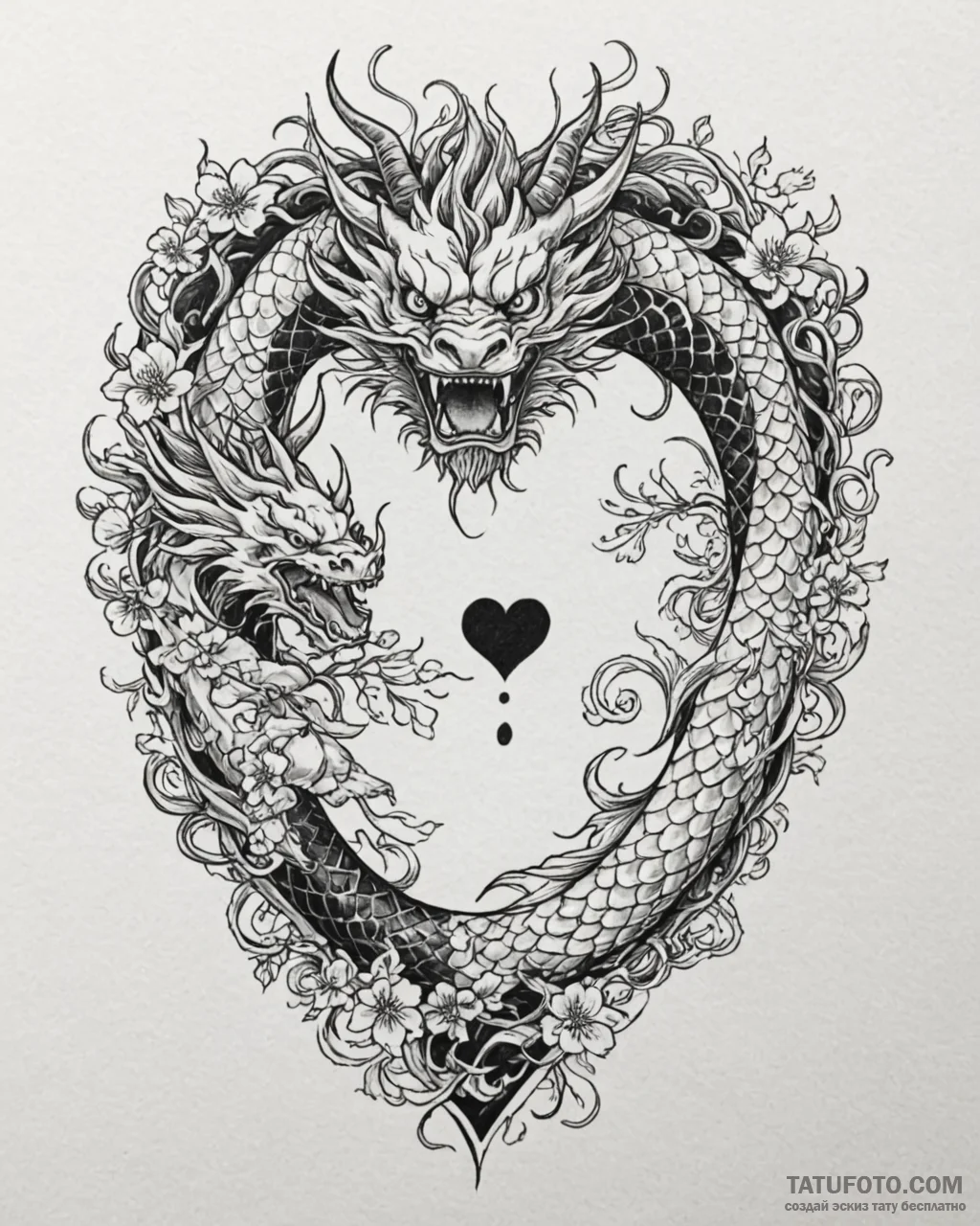 Tattoo sketch a guardian dragon coiled around... - эскиз тату (№1752930723_0, 19.07.2025 13:12) — Tatufoto.com