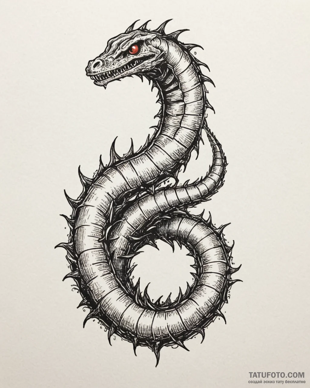 A sketch of the sandworm from beetlejuice,, t... - эскиз тату (№1752931061_0, 19.07.2025 13:17) — Tatufoto.com