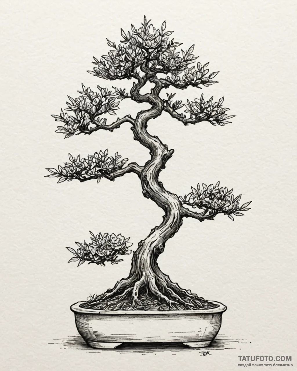 Bonsai, artistic tattoo sketch, sketch tattoo... - эскиз тату (№1752931316_0, 19.07.2025 13:21) — Tatufoto.com