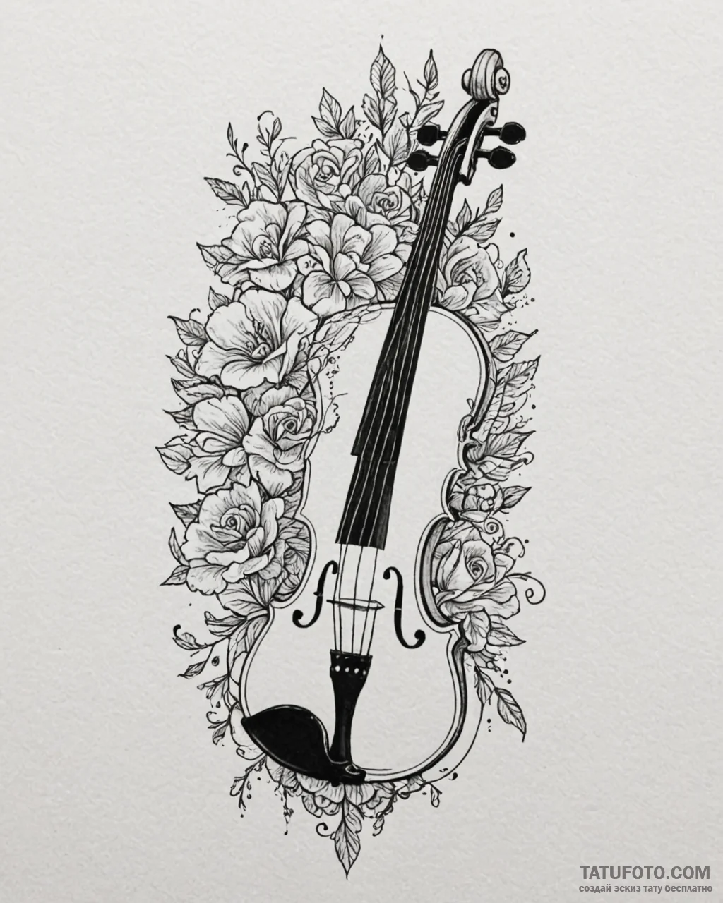 Tattoo sketch a classical musical instrument... - эскиз тату (№1752931565_0, 19.07.2025 13:26) — Tatufoto.com
