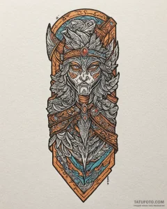 Tattoo sketch a close-up of a warrior's worn,... - эскиз тату (№1752931729_0, 19.07.2025 13:28) — Tatufoto.com