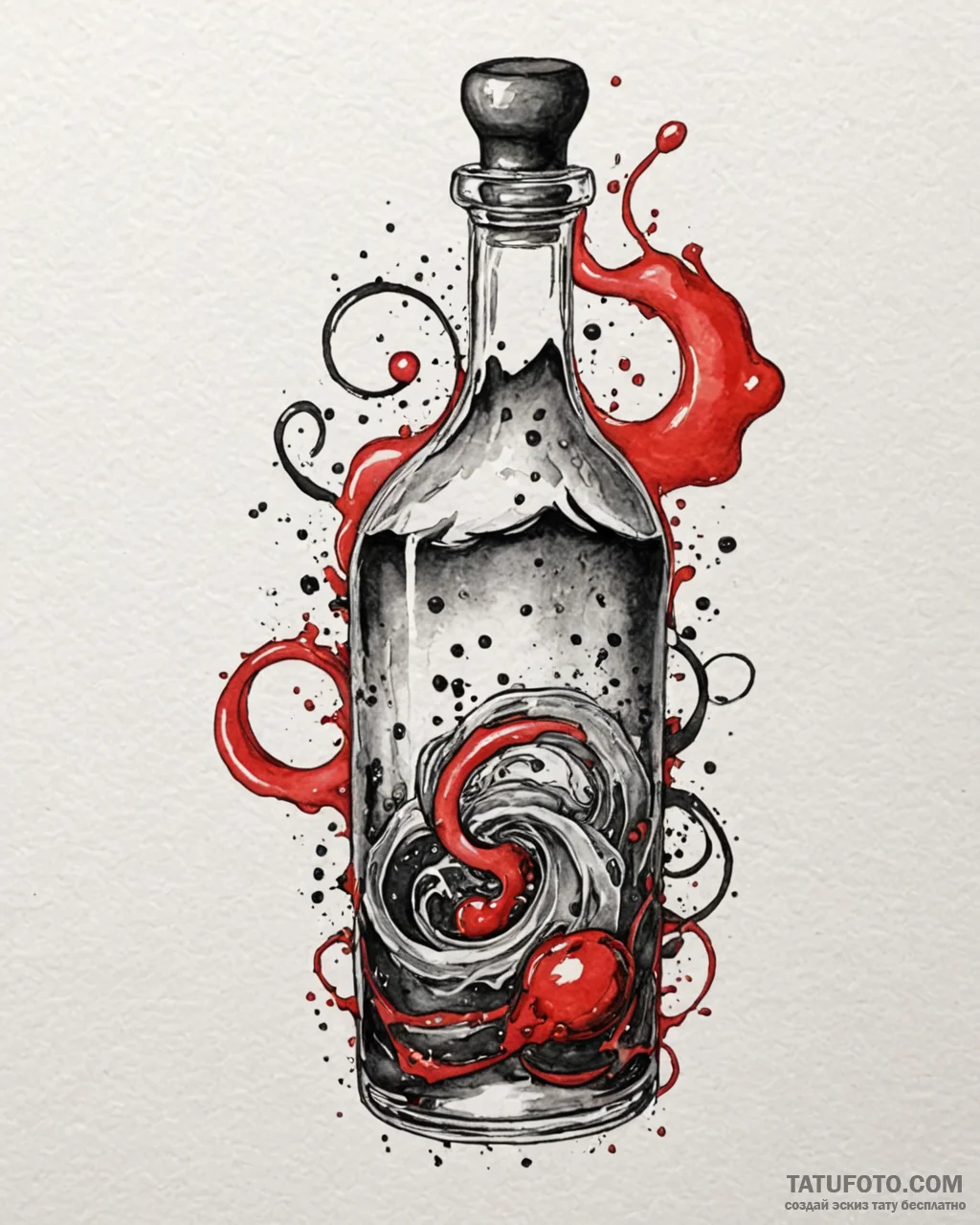 Tattoo design a magic potion bottle with a sw... - эскиз тату (№1752932059_0, 19.07.2025 13:34) — Tatufoto.com
