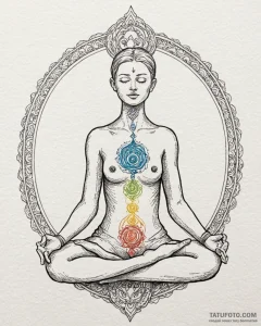 Tattoo design a stylized human figure meditat... - эскиз тату (№1752932142_0, 19.07.2025 13:35) — Tatufoto.com