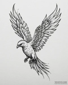Firebird, concept art for tattoo, on a clean... - эскиз тату (№1752932225_0, 19.07.2025 13:37) — Tatufoto.com