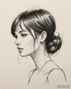 A linework tattoo of the "perfect girl" from... - эскиз тату (№1752932308_0, 19.07.2025 13:38) — Tatufoto.com
