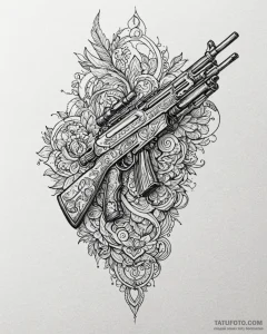 Tattoo design an abstract rifle outline with... - эскиз тату (№1752932722_0, 19.07.2025 13:45) — Tatufoto.com