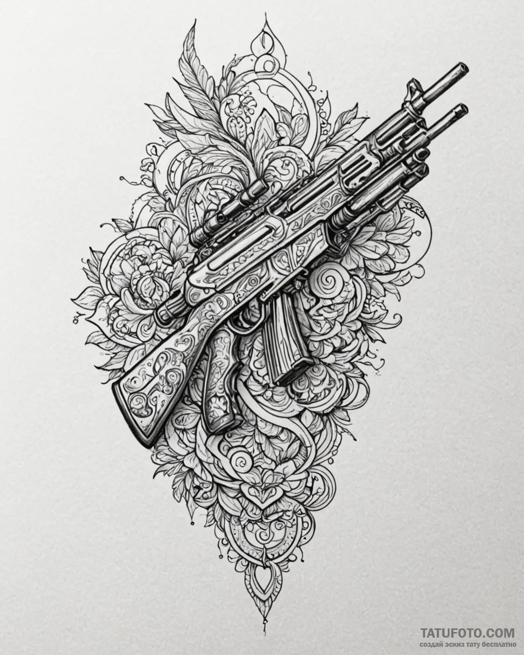 Tattoo design an abstract rifle outline with… — эскиз тату (№1752932722_0, 19.07.2025 13:45) — Tatufoto.com