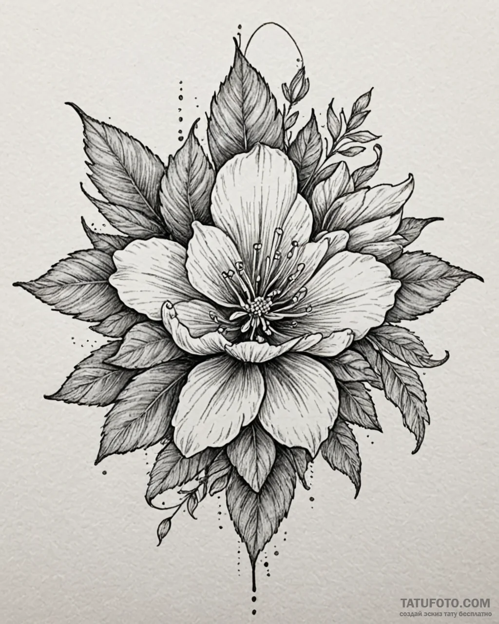 Sketch of tattoo with flowers in black and wh... - скетч, реализм (ч/б) - эскиз тату (№1752933070_0, 19.07.2025 13:51) — Tatufoto.com