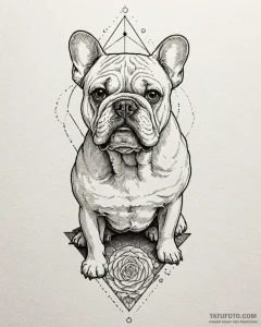 Bulldog, tattoo line art, muted color palette... - эскиз тату (№1752933136_0, 19.07.2025 13:52) — Tatufoto.com