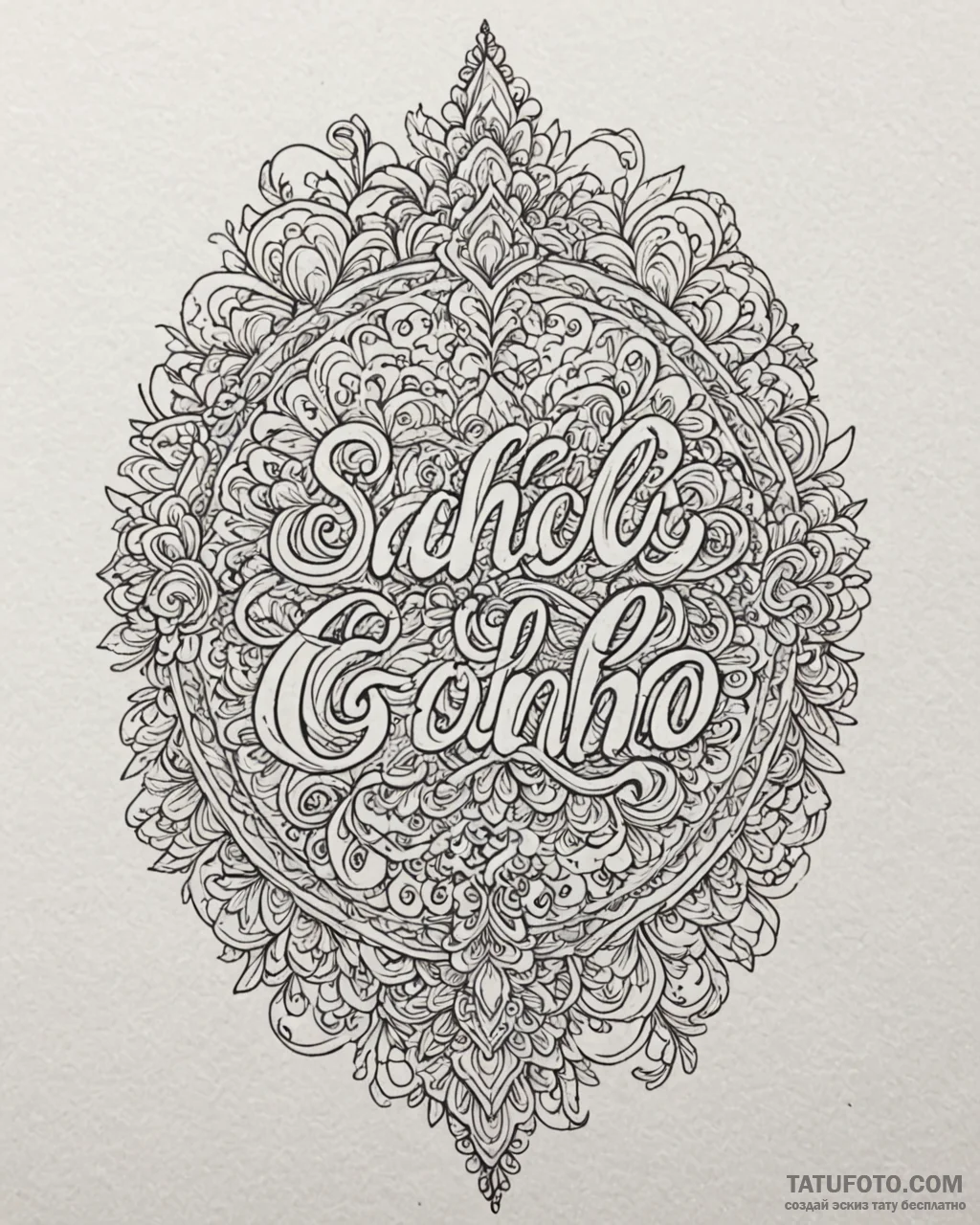 Words "sahlo folina" - лайнворк, скетч - эскиз тату (№1752933315_0, 19.07.2025 13:55) — Tatufoto.com