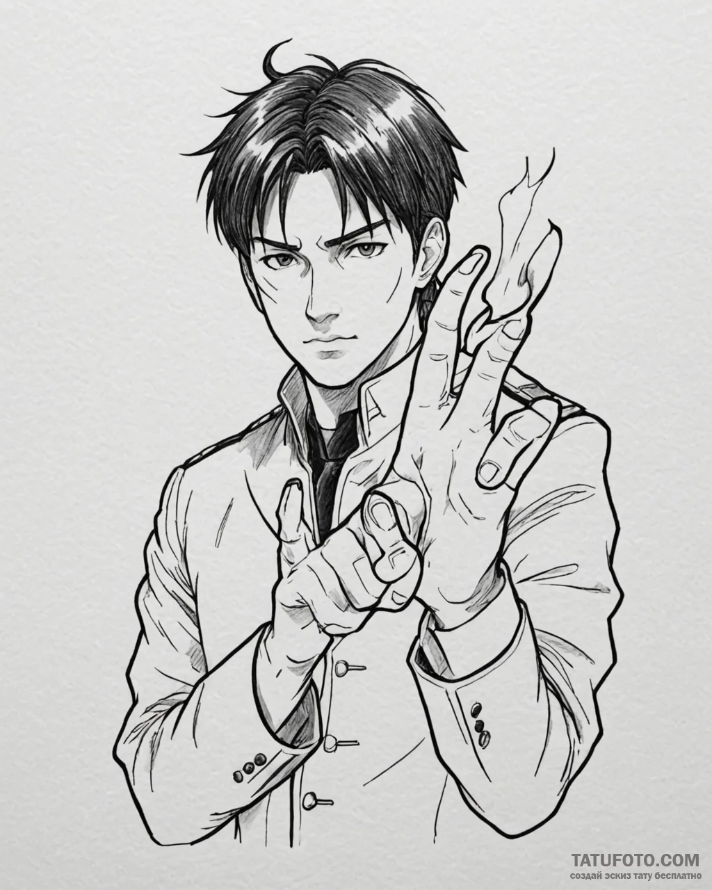 A neo-traditional portrait of roy mustang, sn… — эскиз тату (№1752933481_0, 19.07.2025 13:58) — Tatufoto.com