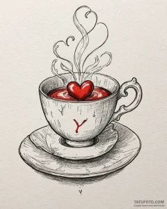 Tattoo sketch a delicate teacup with a steami... - эскиз тату (№1752934558_0, 19.07.2025 14:15) — Tatufoto.com