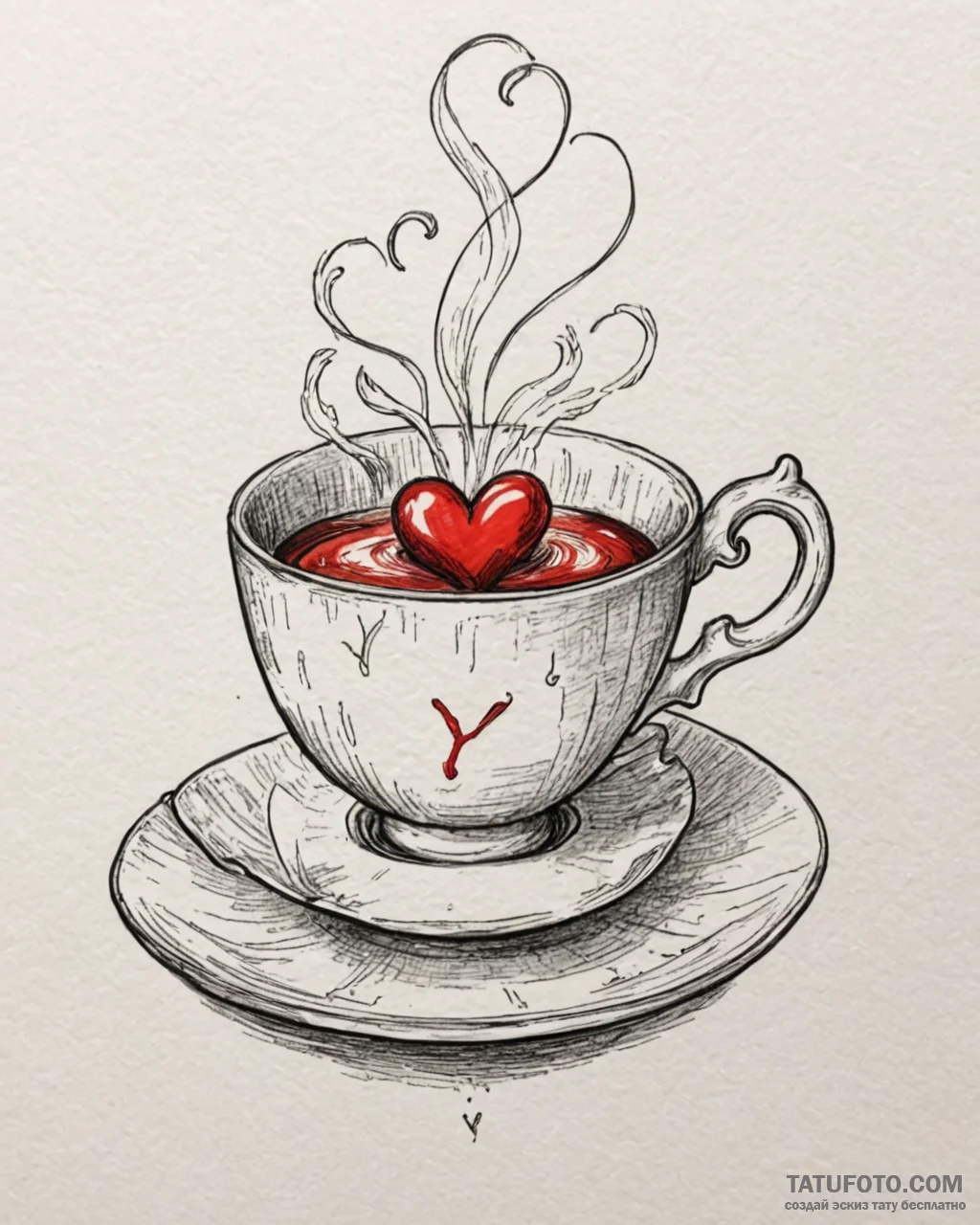 Tattoo sketch a delicate teacup with a steami… — эскиз тату (№1752934558_0, 19.07.2025 14:15) — Tatufoto.com