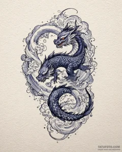 Tattoo sketch a deep indigo and purple waterc... - эскиз тату (№1752934807_0, 19.07.2025 14:20) — Tatufoto.com