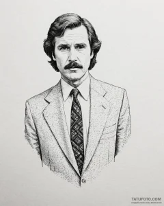 A graphic novel portrait of ron burgundy from... - эскиз тату (№1752935305_0, 19.07.2025 14:28) — Tatufoto.com