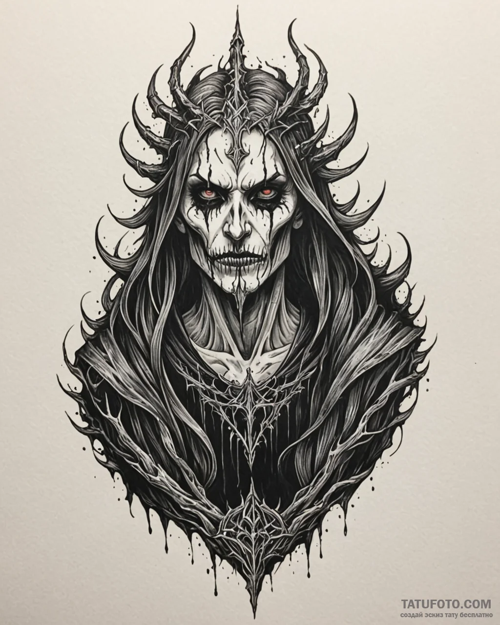 A graphic novel portrait of a terrifying noon… — эскиз тату (№1752936299_0, 19.07.2025 14:44) — Tatufoto.com