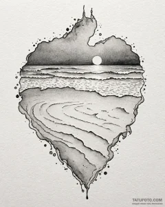 The pattern of sand ripples on a beach., tatt... - эскиз тату (№1752936382_0, 19.07.2025 14:46) — Tatufoto.com