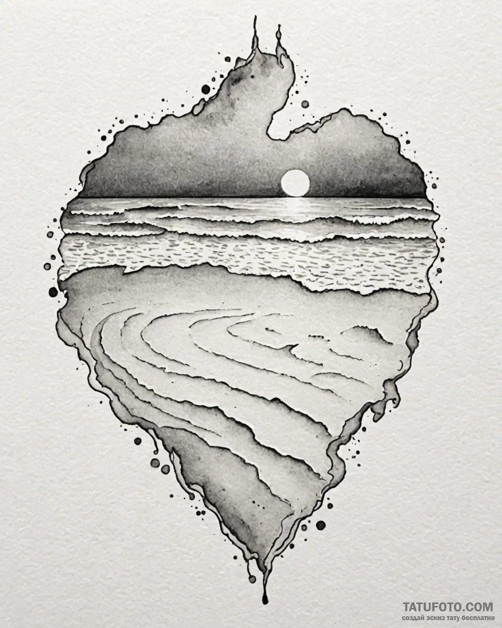 The pattern of sand ripples on a beach., tatt… — эскиз тату (№1752936382_0, 19.07.2025 14:46) — Tatufoto.com