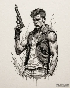 A linework tattoo of the war boys' "v8" salut... - эскиз тату (№1752936717_0, 19.07.2025 14:51) — Tatufoto.com