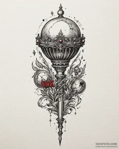Tattoo sketch a stylized royal scepter or orb... - эскиз тату (№1752936882_0, 19.07.2025 14:54) — Tatufoto.com