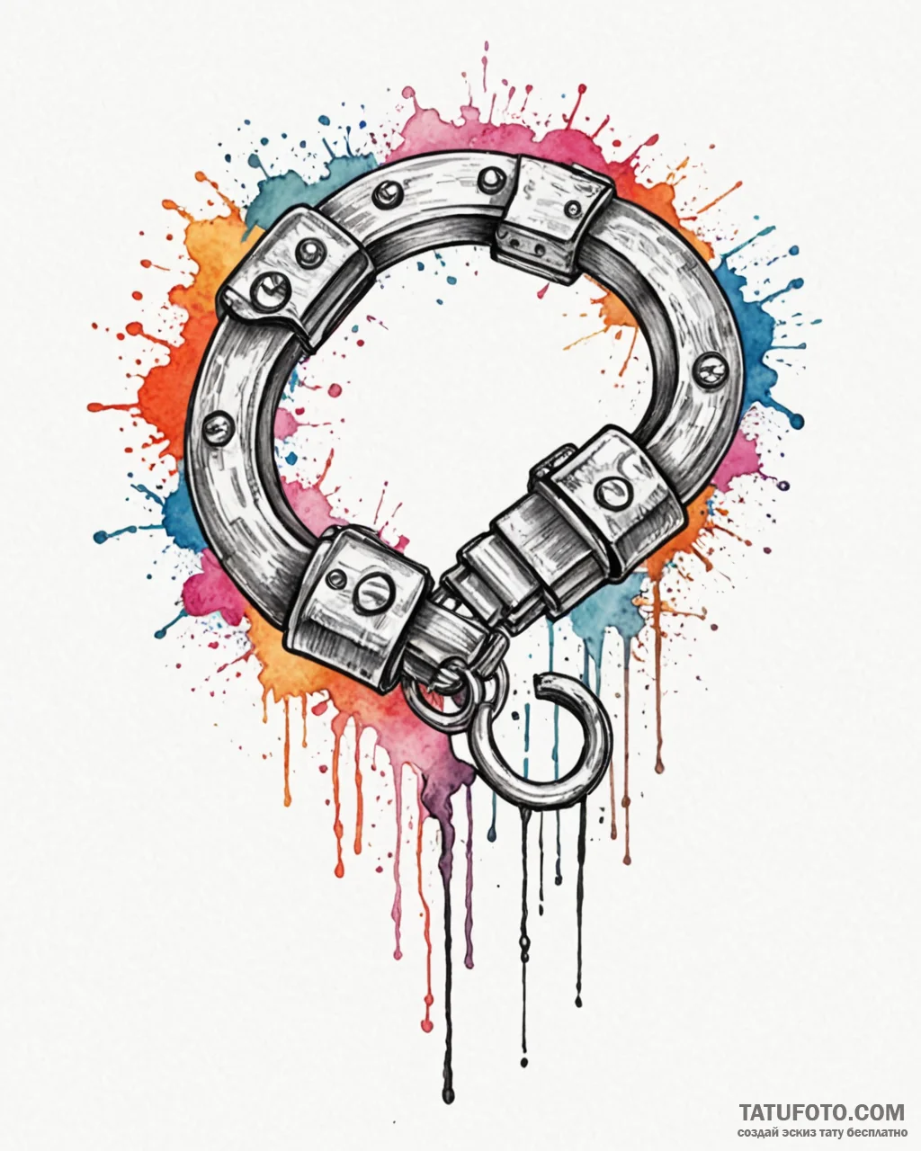 Handcuffs, tattoo drawing outline, black outl... - эскиз тату (№1752936965_0, 19.07.2025 14:56) — Tatufoto.com