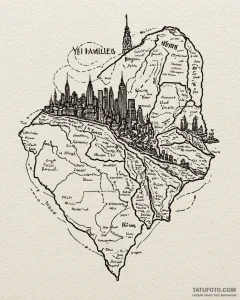 A linework tattoo of the map of the five fami... - эскиз тату (№1752937048_0, 19.07.2025 14:57) — Tatufoto.com
