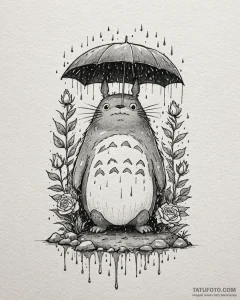 A watercolor sketch tattoo of totoro from my... - эскиз тату (№1752937462_0, 19.07.2025 15:04) — Tatufoto.com