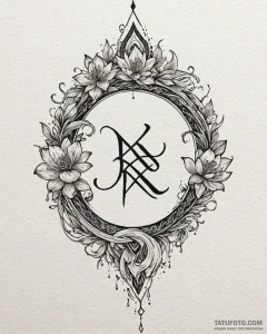 121. tattoo sketch: the rune "lelya," with fl... - эскиз тату (№1752937545_0, 19.07.2025 15:05) — Tatufoto.com